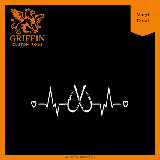 Fishing Hooks Heartbeat Vinyl Decal