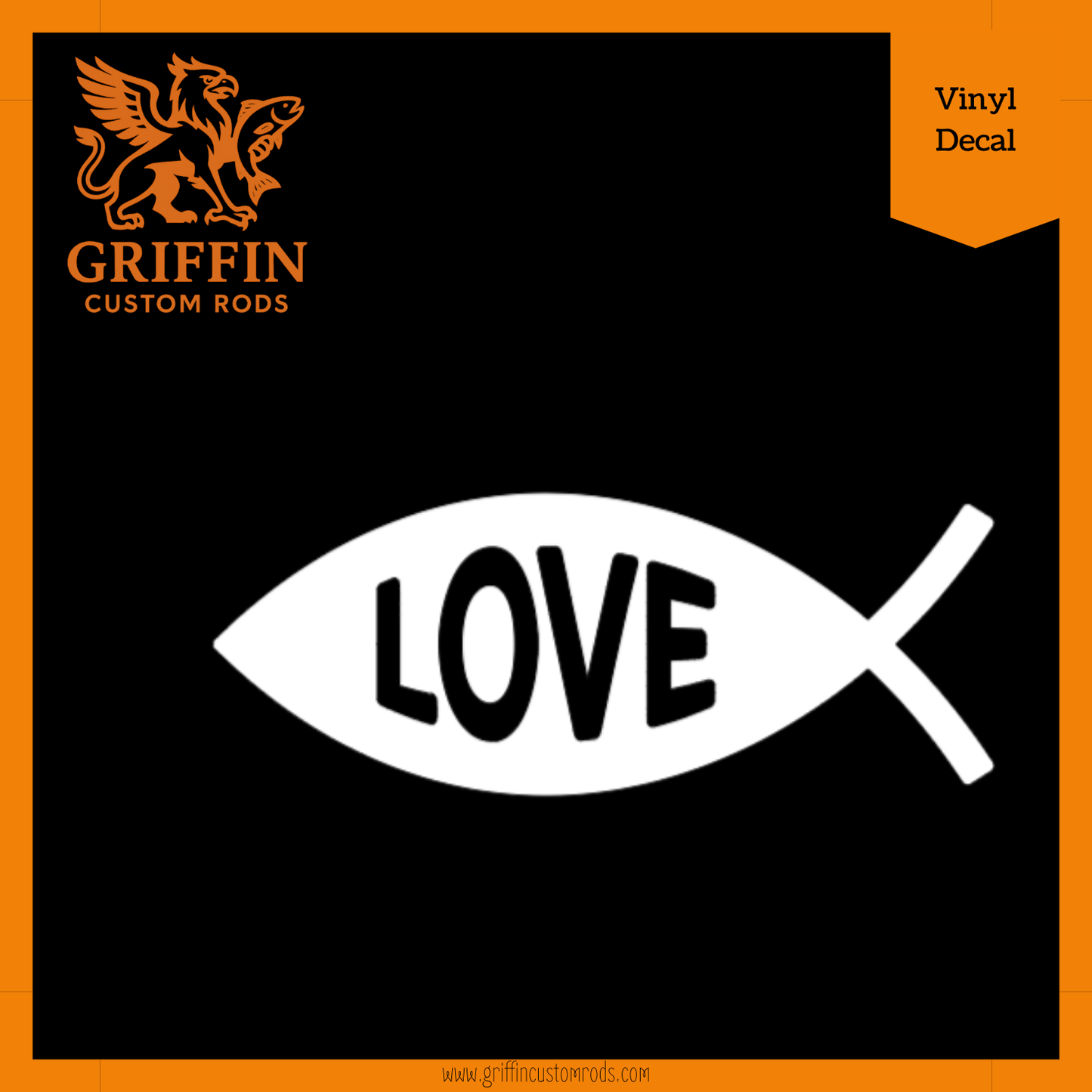 Jesus Fish - Love Vinyl Decal - Solid